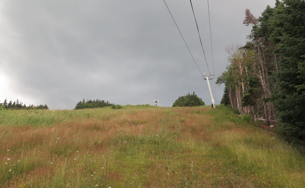 Rain clouds over Waterville Valley ski area. 