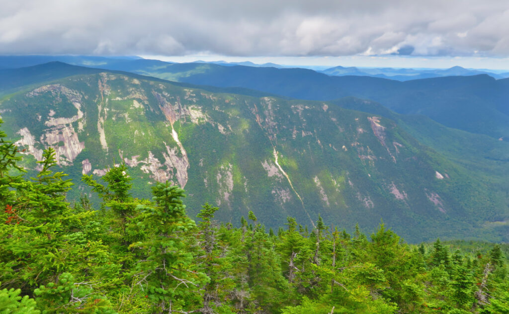 Mt Tom, Field, Willey Webster Cliffs on Mt Webster, seen from Mt Willey. 
