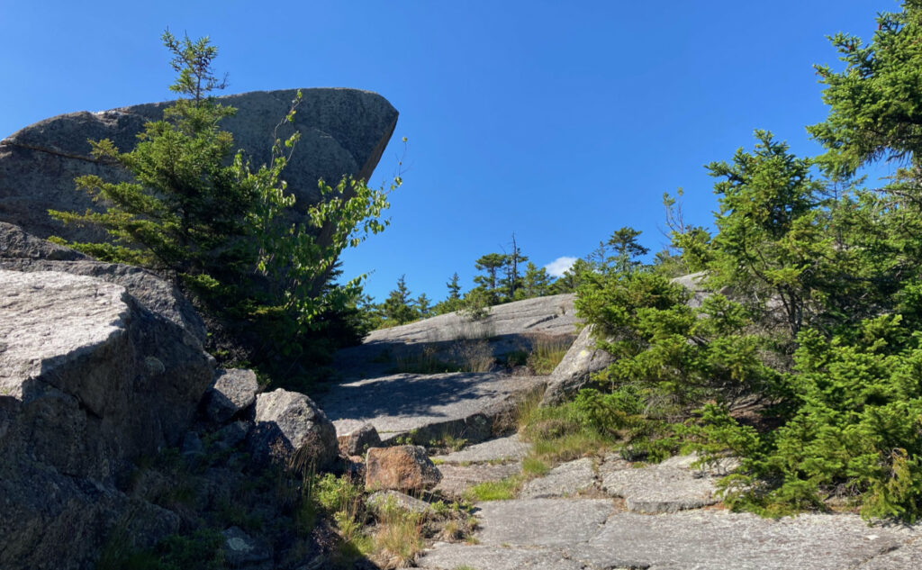 Large boulder on Smith Summit Trail, Mt Monadnock, New Hampshire. 