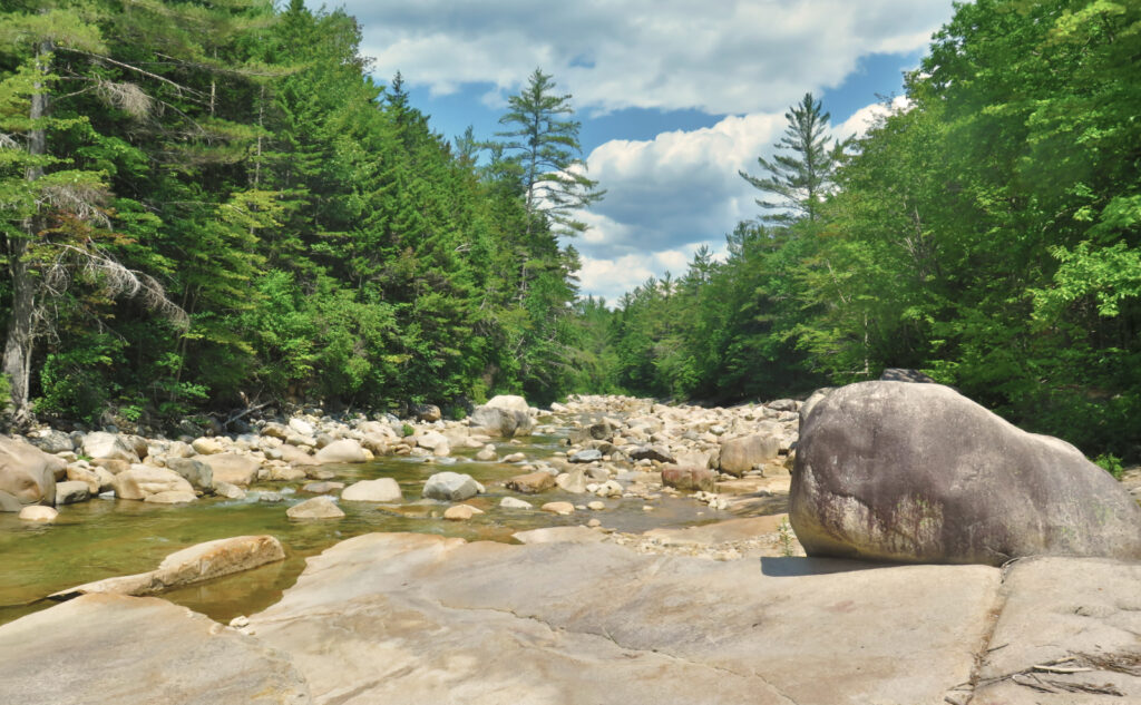 Pemi Loop 2022: Large boulders in the river. 