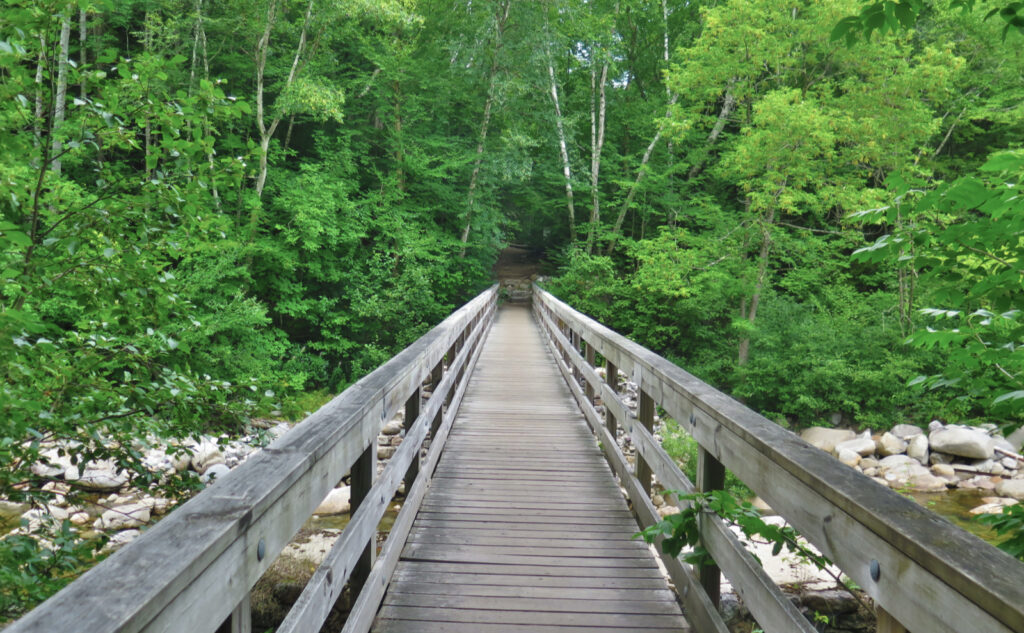 Bridge over Franconia Brook, heading toward the Pemigewasset Wilderness. 