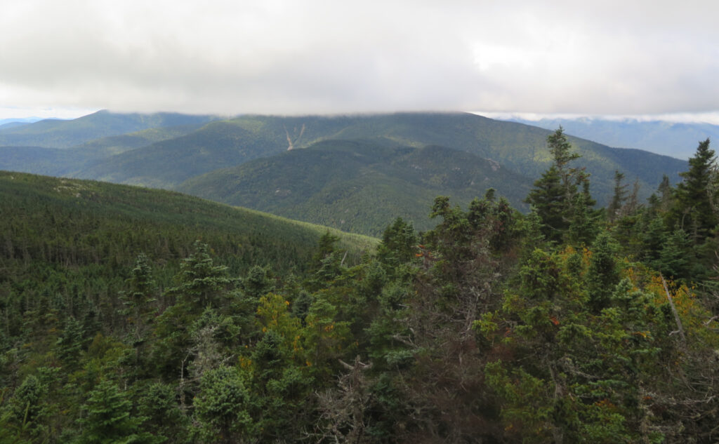 Cloudy view looking south from the summit of Mt Moriah. 