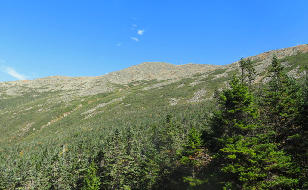 Mount Washington's summit from Ammonoosuc Ravine Trail. 