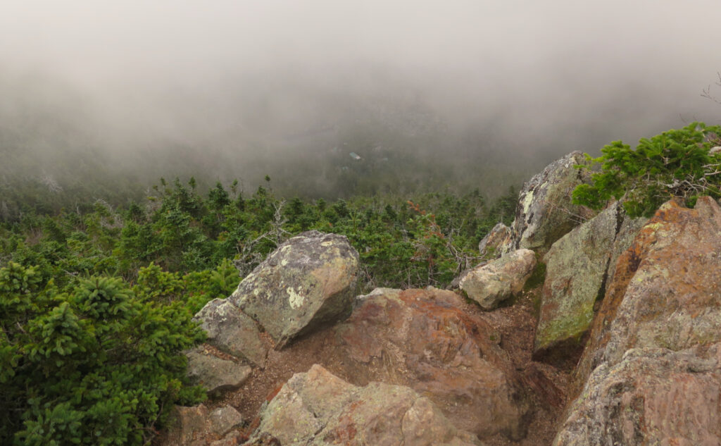 View from above of the AMC Carter Notch hut. 