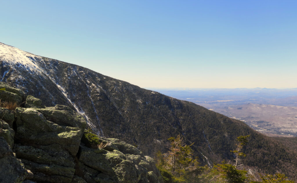 A view across King Ravine toward the Randolph Mountain Club's Grey Knob cabin, perched on the side of Mt Adams. 